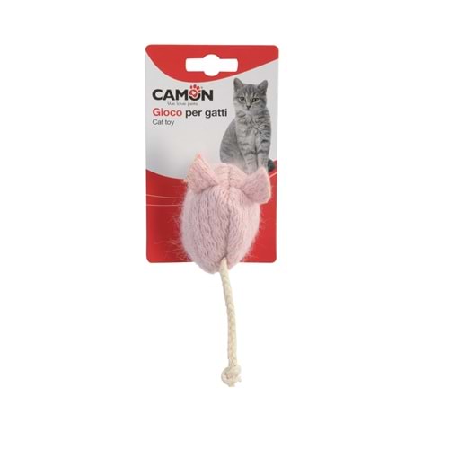 Camon İp Kuyruklu Fare Şekilli Kedi Oyuncağı ,20Cm