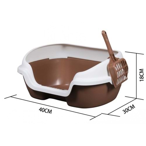 Jcs Yavru Kediler Içın Yarı Kapalı Kedi Tuvaleti Kürekli 40*30*18
