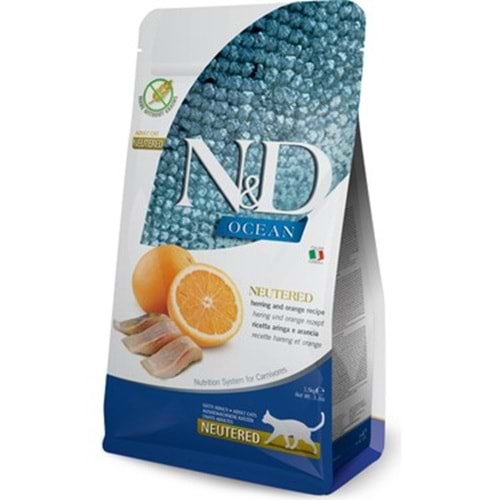 N&D OCEAN CAT SALMON, SPELT, OATS & ORANGE NEUTERED ADULT 10 KG