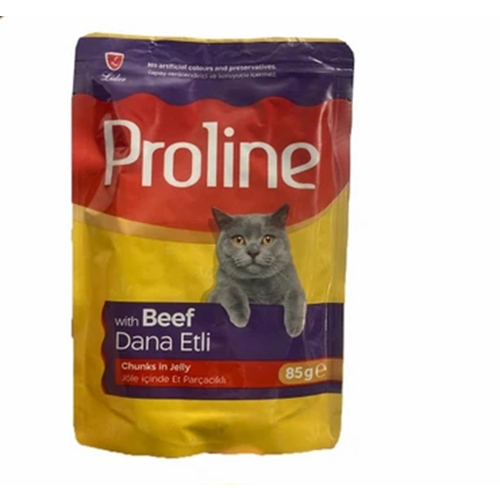 Prolıne Pouch Jöle İçinde Et Parçacıklı Dana Etli Yetişkin Kedi Maması 85 G