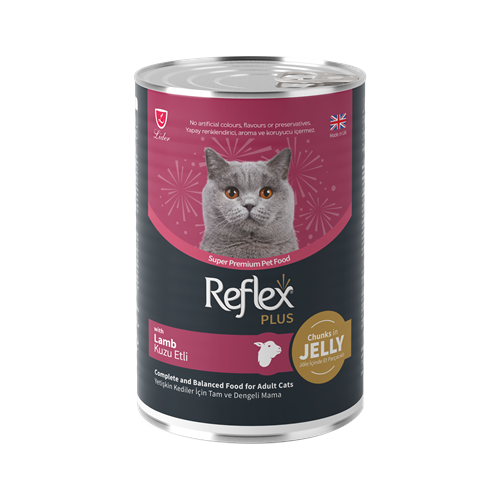Reflex Plus Konserve Jöle İçinde Et Parçacıklı Kuzu Etli Yetişkin Kedi Maması 400 G