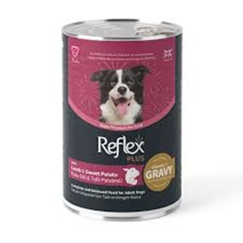 Reflex Plus Konserve Sos İçinde Et Parçacıklı Kuzu Etli Ve Tatlı Patatesli Yetişkin Köpek Maması 400 G
