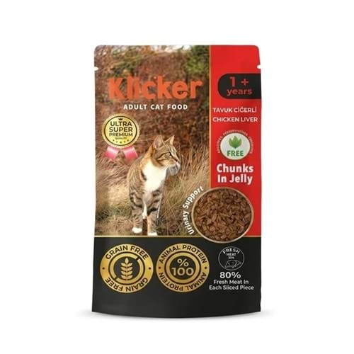 KLİCKER CHUNK TAVUK CİĞERLİ YET. KEDİ MAMASI POUCH 85 GR(Koli)