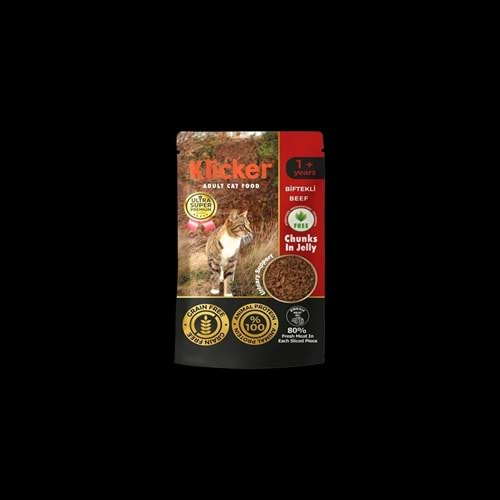 KLİCKER CHUNK BİFTEKLİ YET. KEDİ MAMASI POUCH 85 GR.