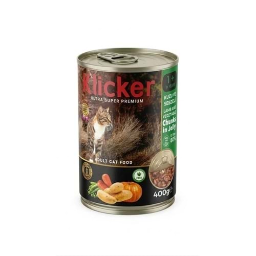 KLİCKER CHUNK KUZULU&SEBZELİ YETİŞKİN KEDİ MAMASI KONSERVE 400GR. 12Lİ