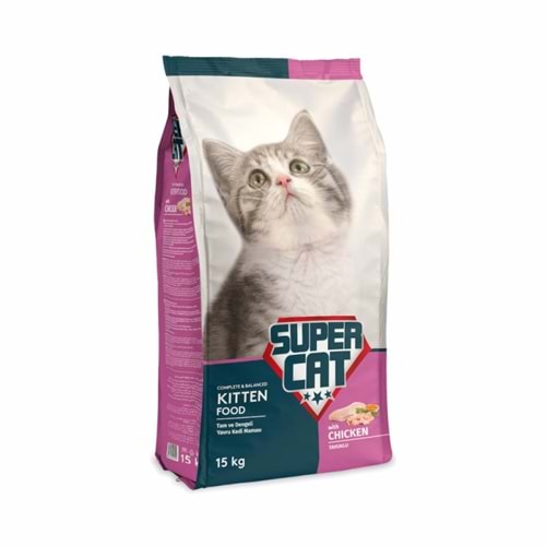 SUPER CAT KITTEN TAVUKLU 15 KG