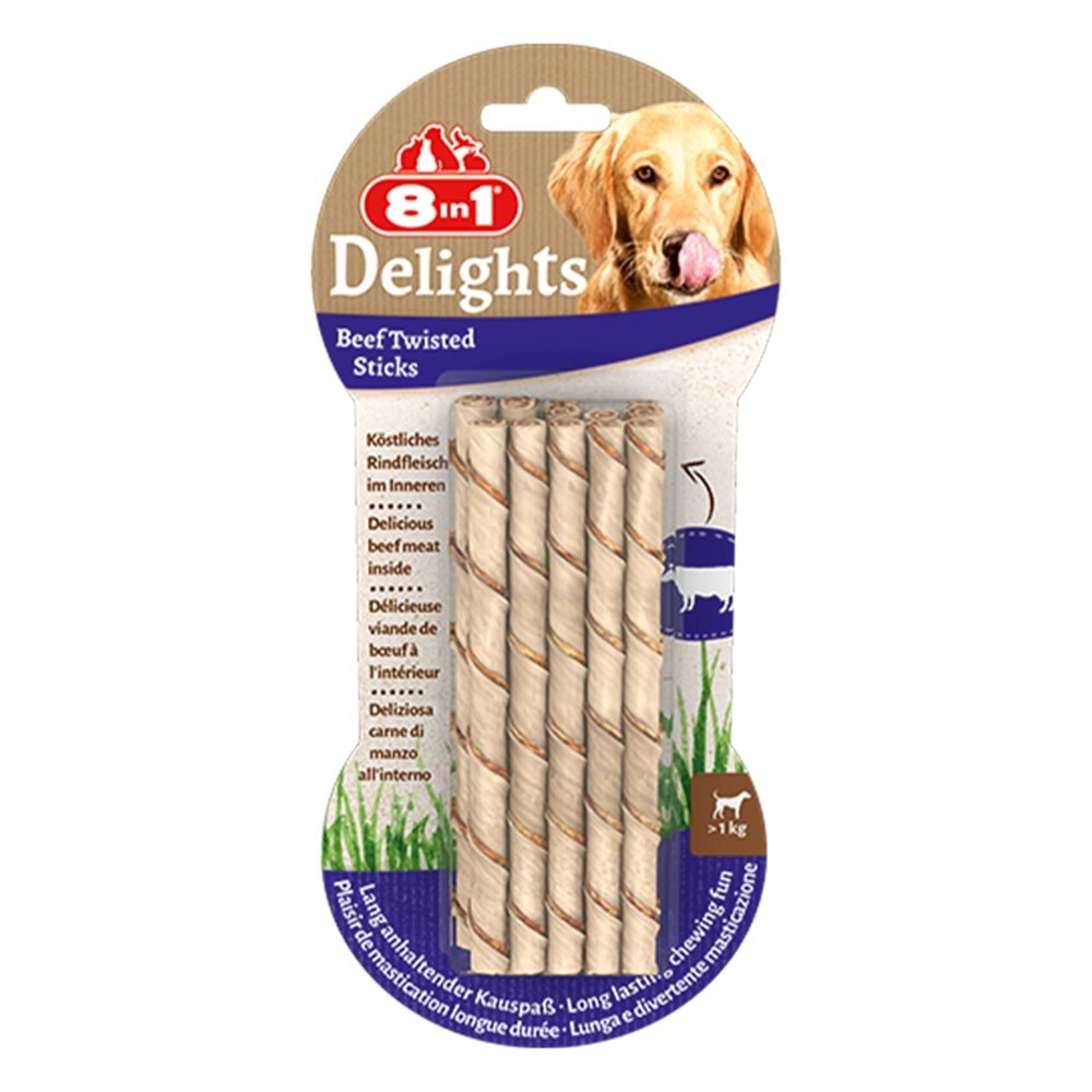 8IN1 DelightsBurgu Çubuk KöpekÖdül Kemiği Sığır Etli- 55GR