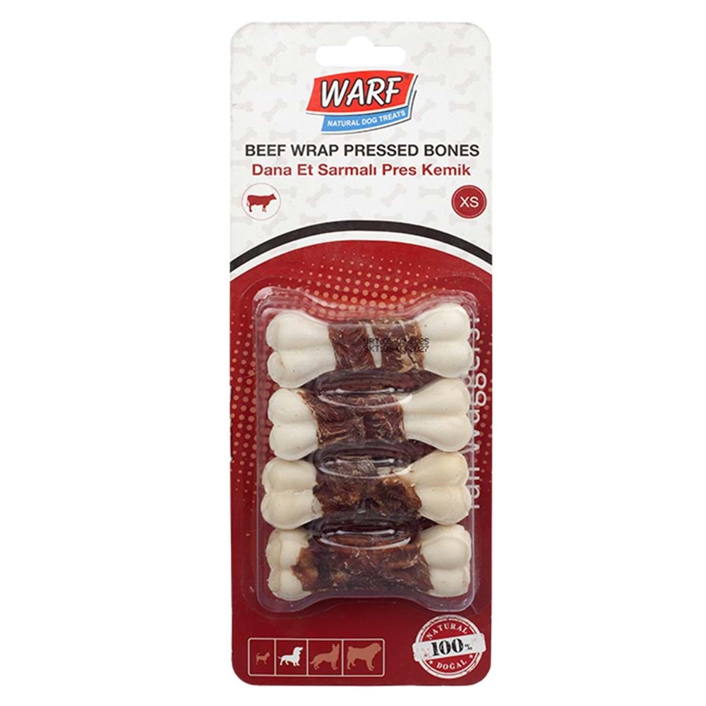 Beyaz Pres Kemik Dana Etli 7,5Cm Xs 30Gr* 4Lü