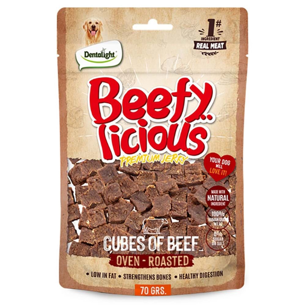 Dntlght Dog Beefy Licious Cubes Of Beef 70G