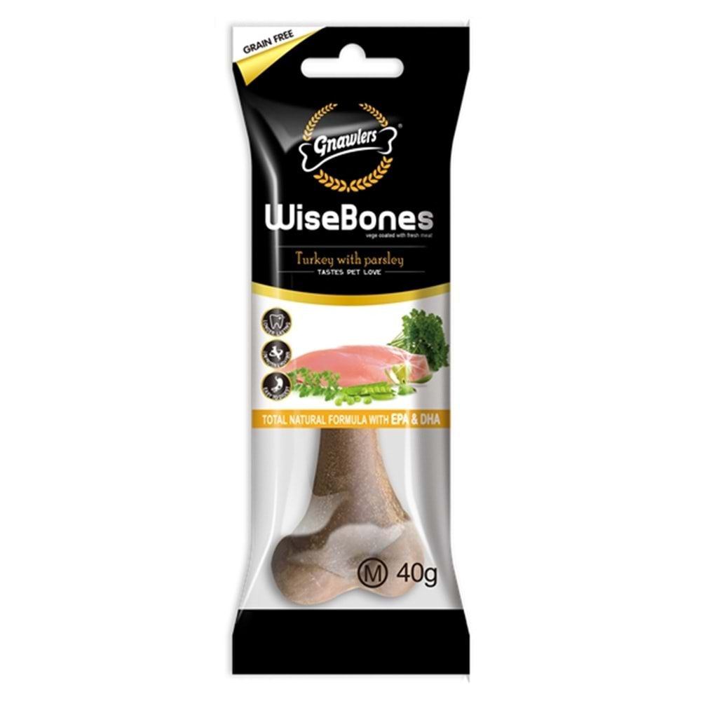 Gnawlers Wisebones Turkey&Parsley(M) 40Gr