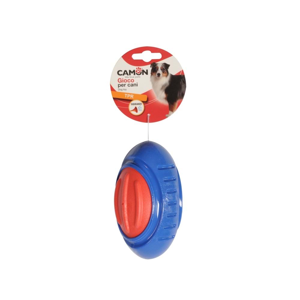 Dog Toy - Two-Tone Tpr Rugby Ball W/Squeaker, Approx. 13Cm
