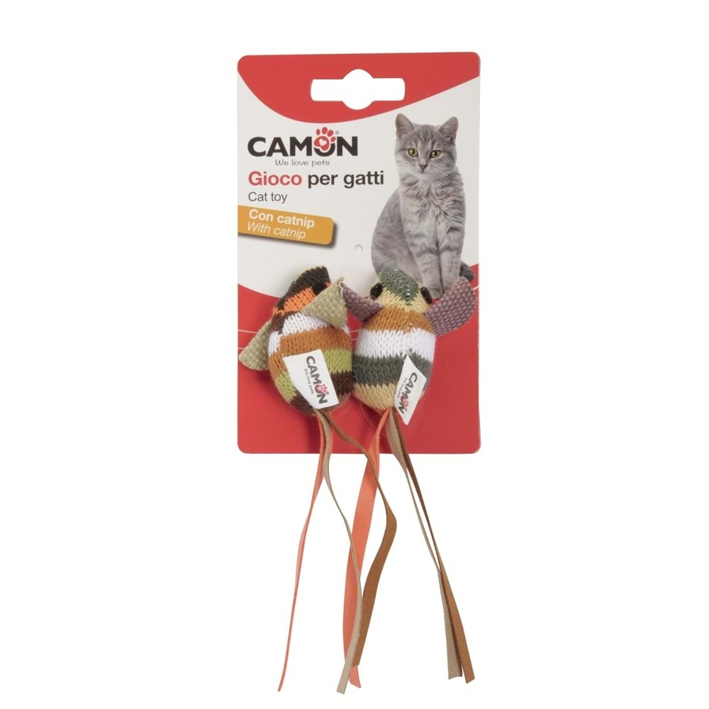 Camon Kedi Oyuncağı Çizgili Fare 5,5 Cm 2Li