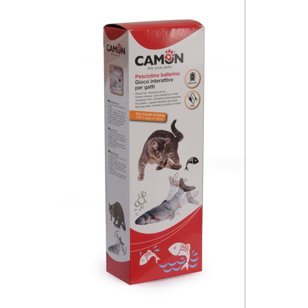 Camon Dans Eden Balık - Etkileşimli Kedi Oyuncağı Usb Şarjlı