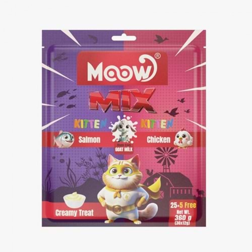 Moow Karışık Somonlu&Tavuklu Keçı Sütlü 12Gr X 30' Lu Yavru Kedı Krema Ödülü