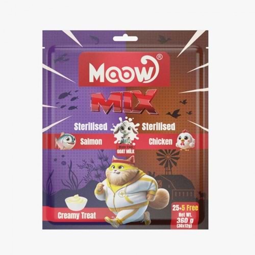Moow Karışık Somonlu&Tavuklu Keçı Sütlü 12Gr X 30' Lu Sterılısed Kedı Krema Ödülü