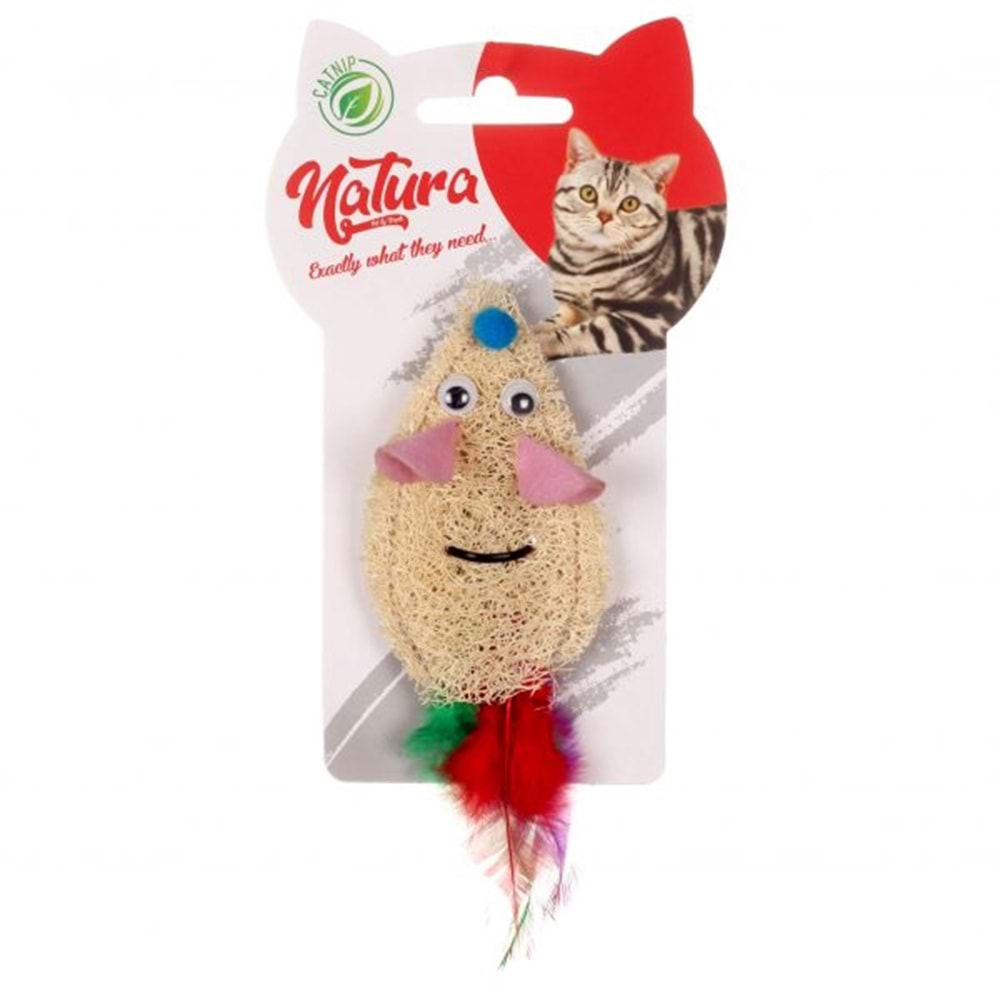 Natura Doğal Tüylü Sünger Fare Kedi Oyuncak 15 Cm Ptc-051