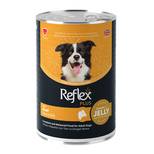 Reflex Plus Konserve Jöle İçinde Et Parçacıklı Dana Etli Yetişkin Köpek Maması 400 G