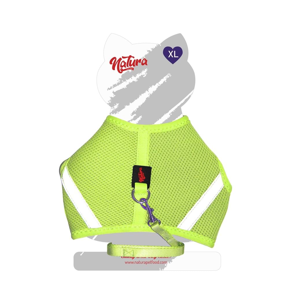 Natura Air Net Kedi Bel Tasması - Neon Lime Xl