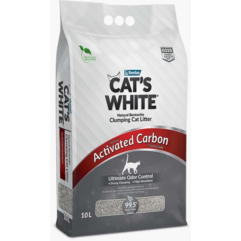 Cat's White Gri Aktif Karbonlu Kedi Kumu 10 LT
