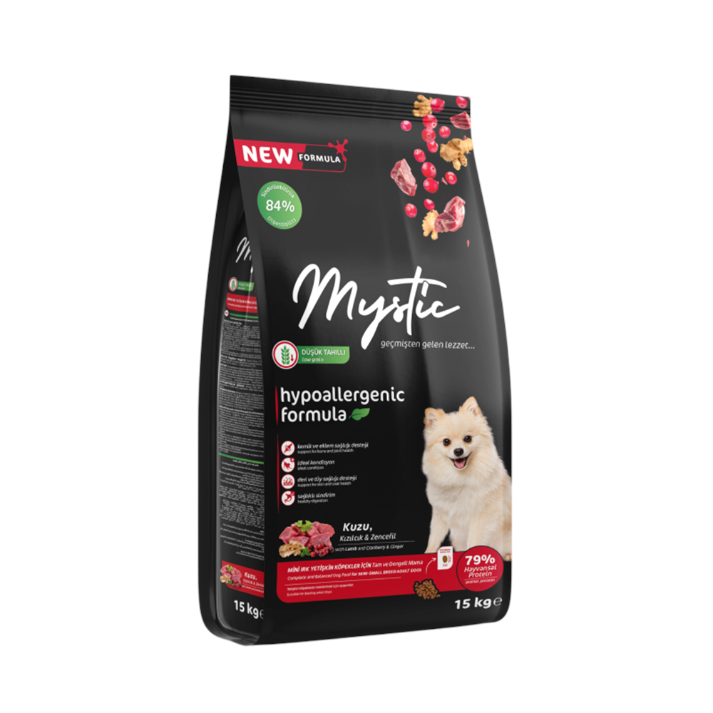 MYSTİC AZ TAHILLI KUZU ETLİ MİNİ IRK YETİŞKİN KÖPEK MAMASI 15 KG