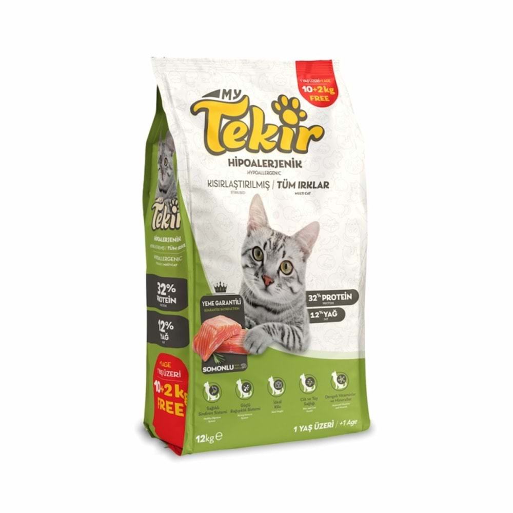 TEKİR YETİŞKİN KEDİ MAMASI STERİL KISIRSOMONLU 10+2KG